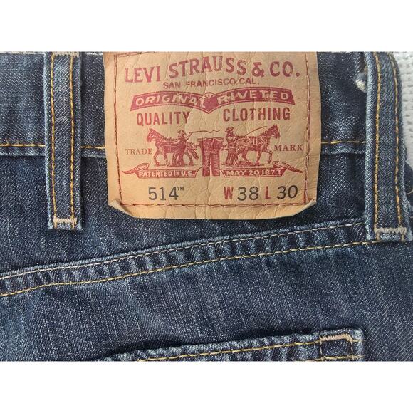 Levi's 514 Slim Straight Jeans Men's W38 L30 Dark Blue Wash 100% Cotton Denim - Picture 9 of 12